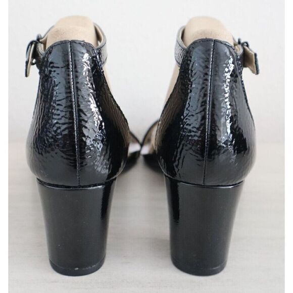 Naturalizer Women Sz 7M Black Patent Leather Vera Ankle Strap Block Heel Sandals - Picture 4 of 8